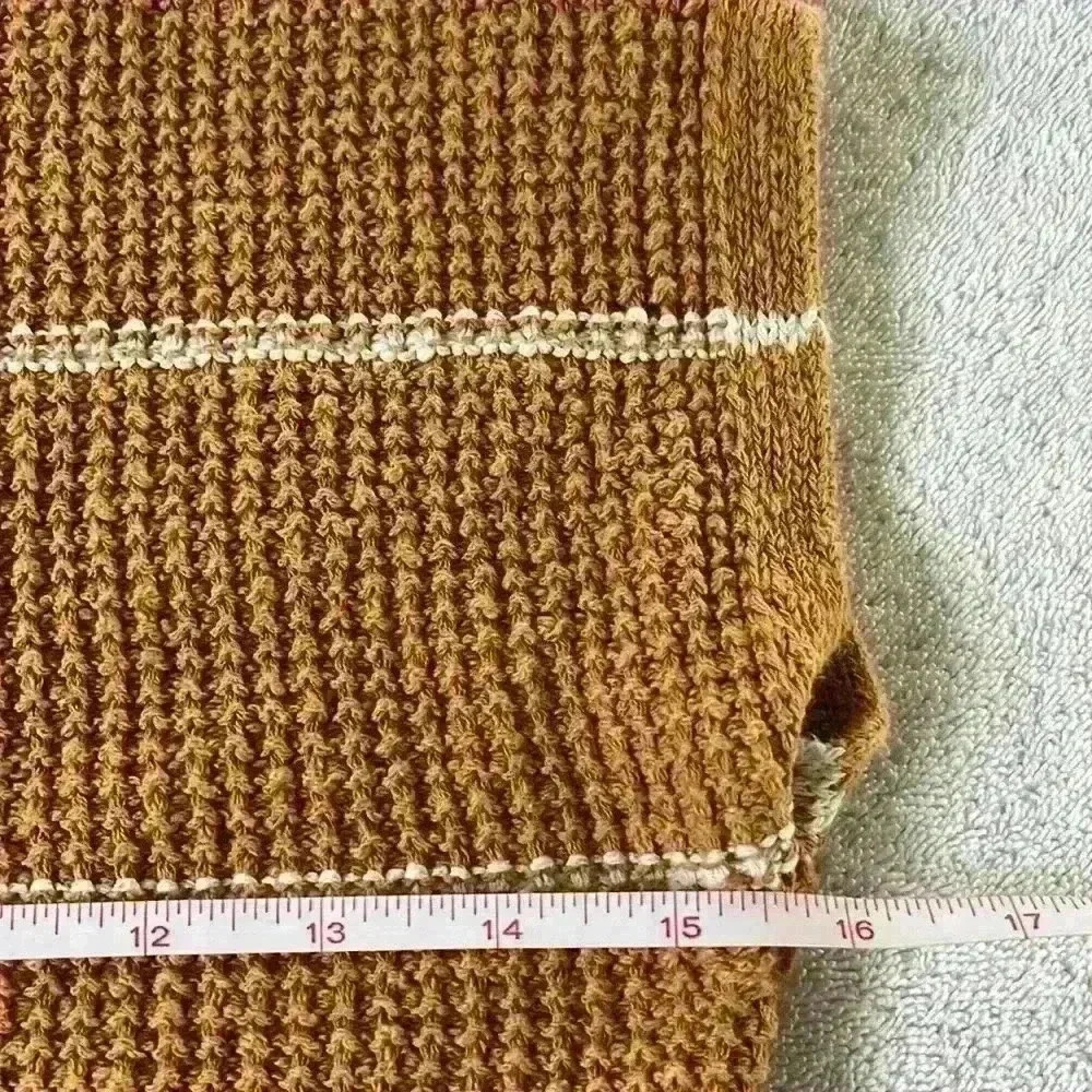 Madewell Crocheted Sweater Top Striped Neutral Button Back Short Sleeved Boho XS - Picture 7 of 9